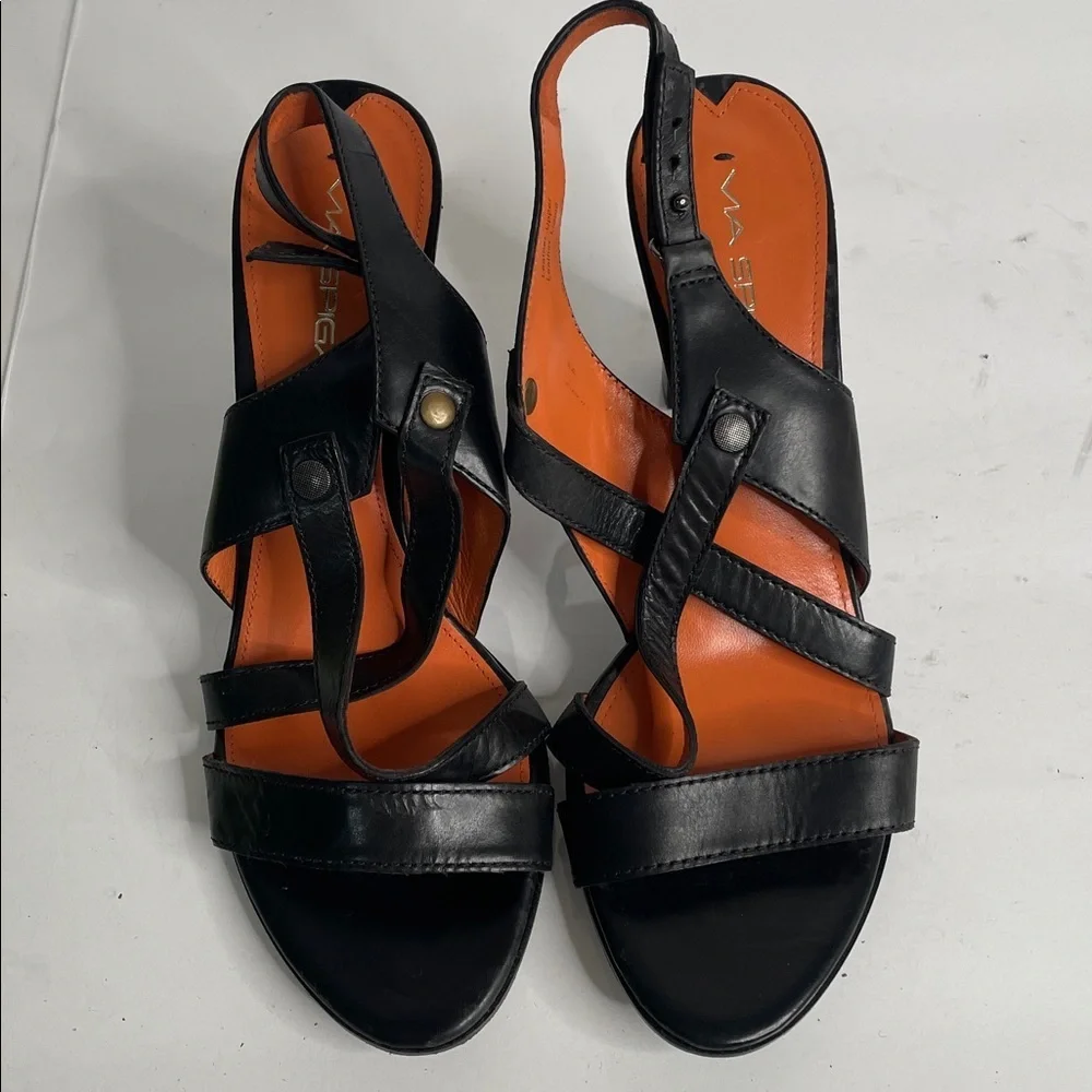 Via Spiga Black Open-Toe Heels